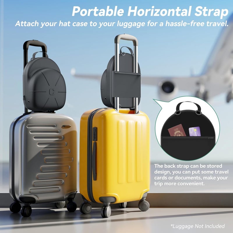 CLESOO Hat Case for Travel Hat Travel Case for Baseball Caps Hat Carrier for Travel Hat Box for Travel Hat Holder for Travel Hard Hat Bag for 6 Caps Hat Suitcase Travel with Adjustable Shoulder Strap - Image 4